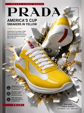 Prada America's Cup Sneakers in Yellow feature a vibrant yellow patent leather!🔥